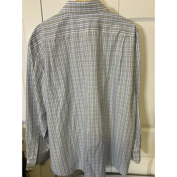 Croft‎ & Barrow Men’s Sz 18 1/2 33/35 Button Shirt Long Sleeve Plaid Blue Yellow - Picture 9 of 9
